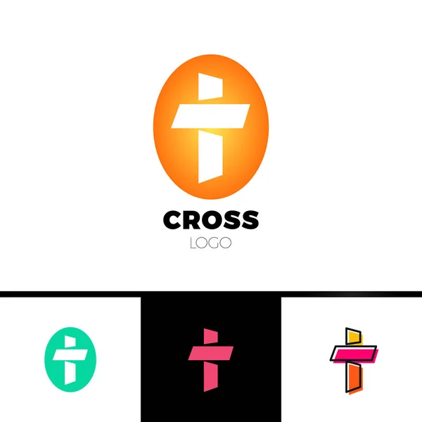 Логотип християнського хреста в простому і чистому стилі. Логотип церкви — стоковий вектор