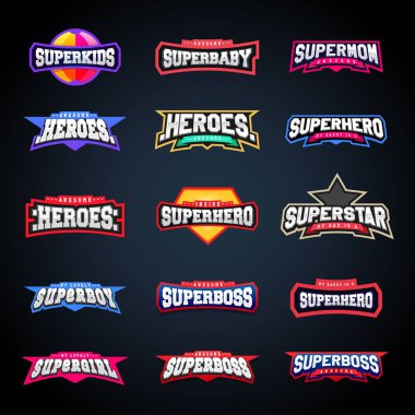 Sport emblem typography set. Super logo for your t-shirt. Mega logotype collection clipart