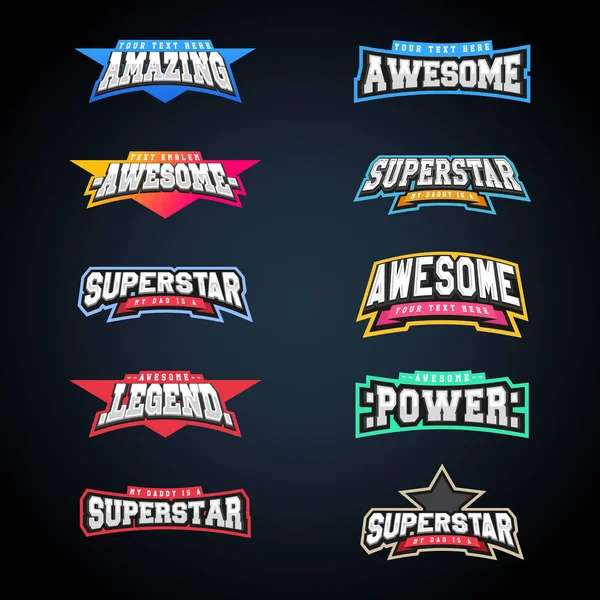 Sport emblem typography set. Super logo for your t-shirt. Mega logotype collection — Stock Vector