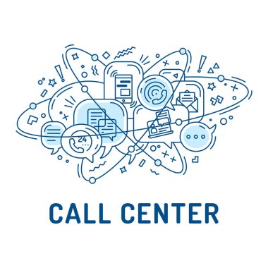 Örnek üç yörünge oval baloncuklarla sohbet iletişim veya çağrı merkezi simgeleri