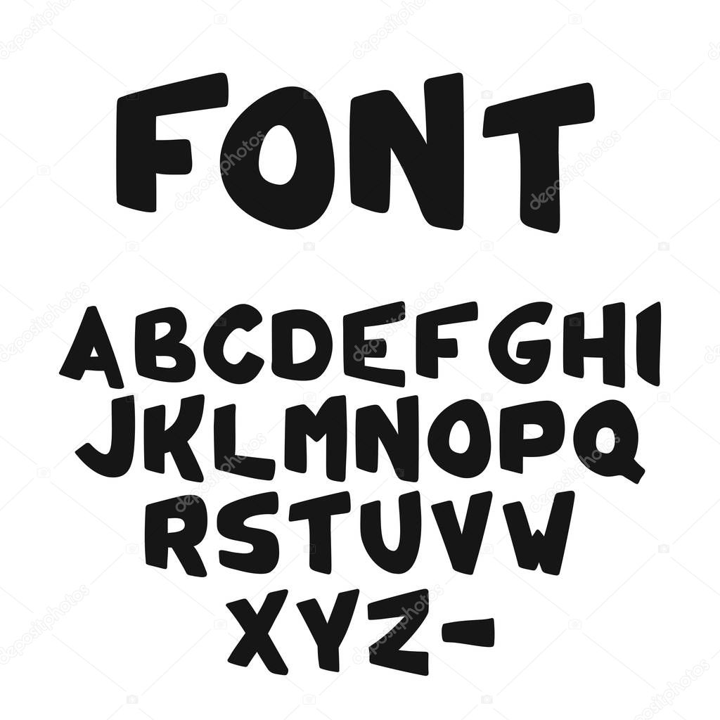 Vector Hand-drawn cute bold Alphabet or font