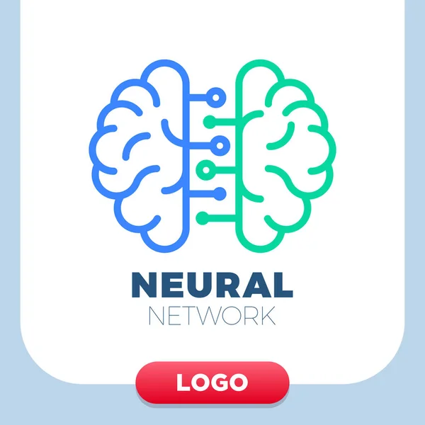 Neuronové sítě lidský mozek logo ikonu. Čip nebo tech kreativní symbol — Stockový vektor