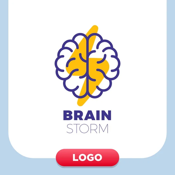 Mozku Logo s thunderbolt vektorové rozložení. Kreativní koncepce symbolů. Šablona ikony napájení unikátní debata. — Stockový vektor