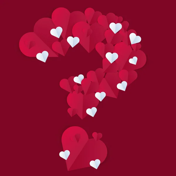 San Valentín papel corazón signo de interrogación voluntad romántica te casas — Archivo Imágenes Vectoriales