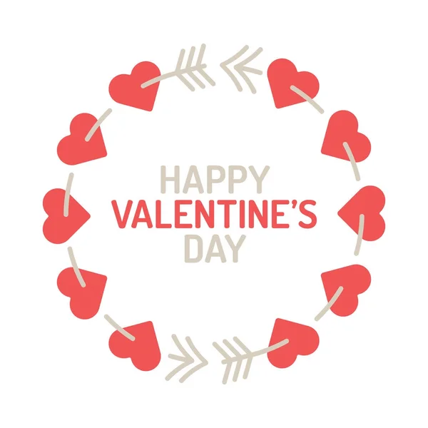 Día de San Valentín una flecha que hace pedazos un corazón en el círculo de fondo — Vector de stock