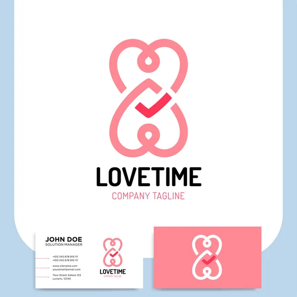 Amor logo corazones tiempo e infinito símbolos valentine relación y medicina — Vector de stock