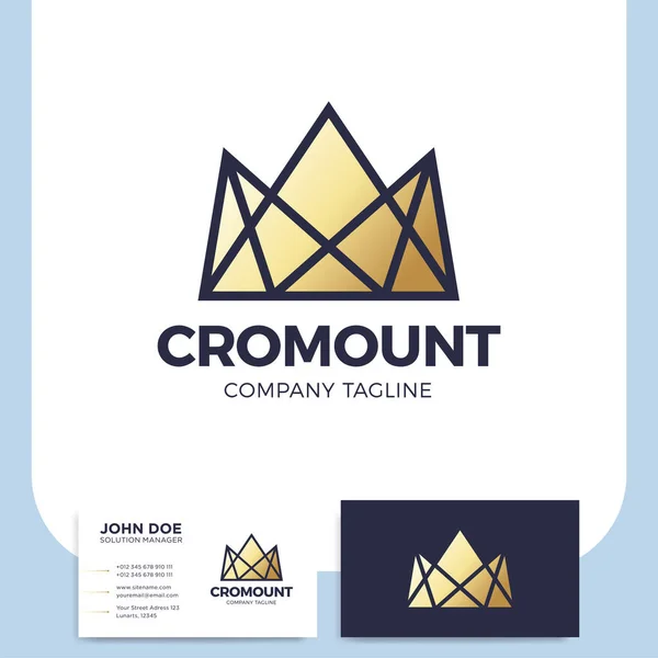 Diseño creativo y moderno de logotipo de montaña de lujo o corona real — Vector de stock