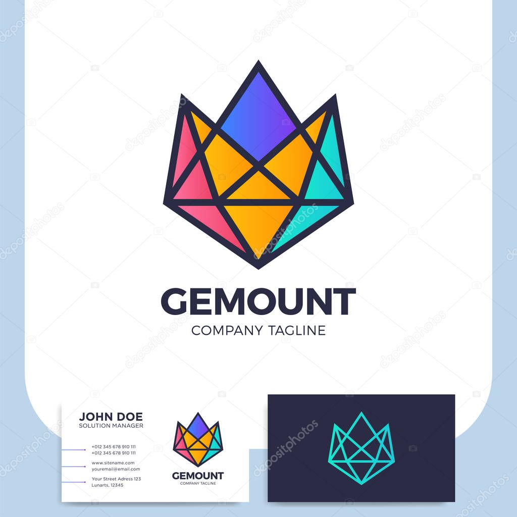 Mountain diamond or gem icon logo design element