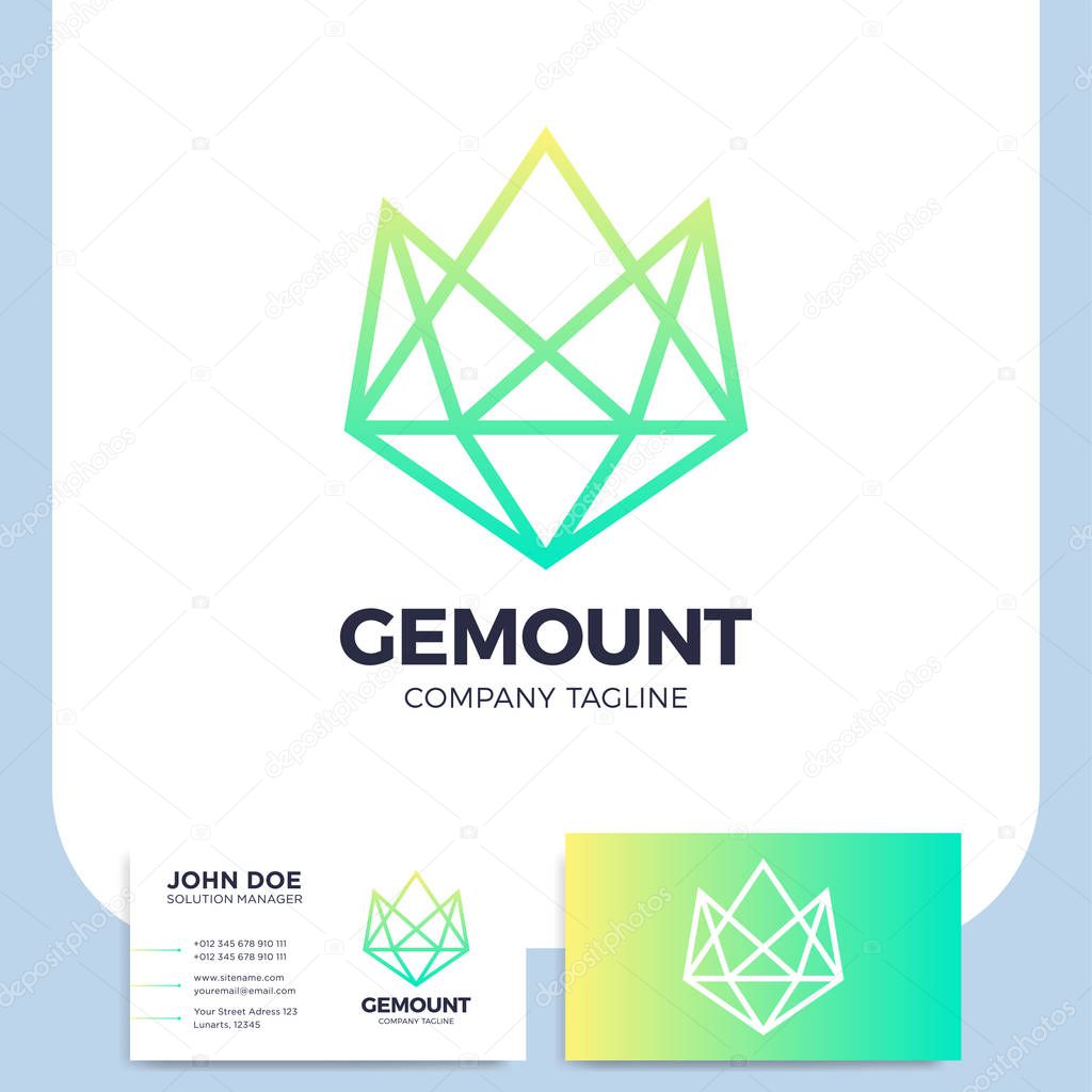 Mountain diamond or gem icon logo design element