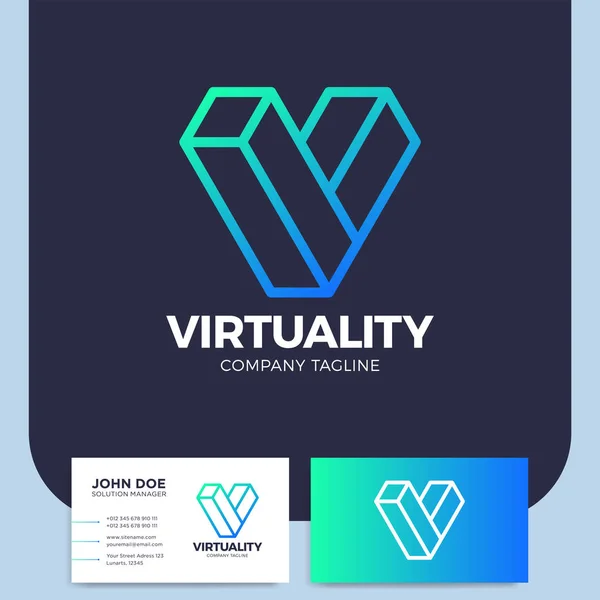Isométrico letra v logotipo diseño de la plantilla de realidad virtual logotipo — Vector de stock