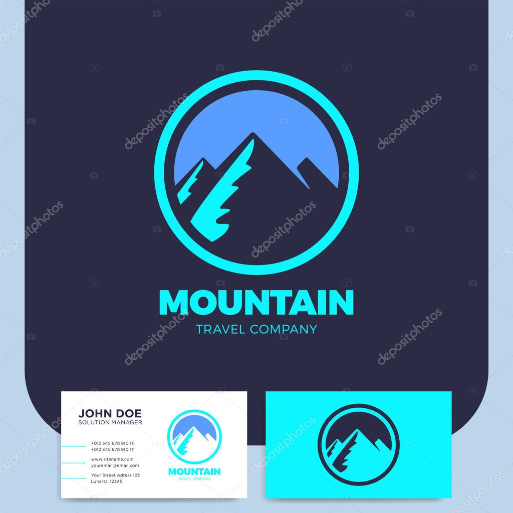 Mountain hand drawn logo template design element vintage style for logotype label badge
