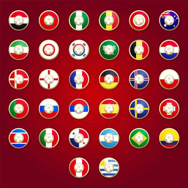 País bandeira campeonato mundial de futebol na Rússia mundo do futebol — Vetor de Stock