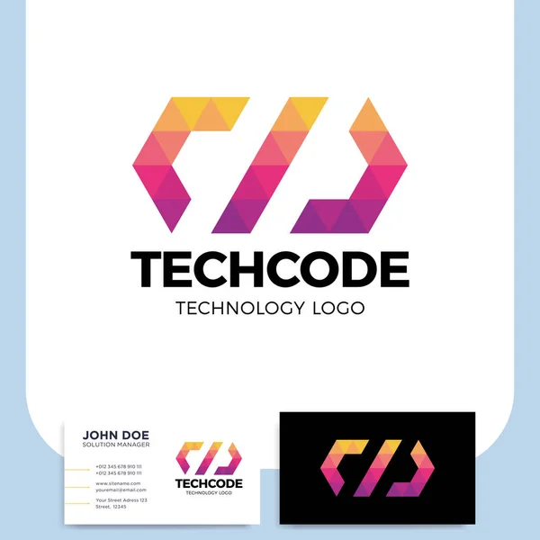 Code of het Logo van een gestileerde driehoek-vorm gebouwd met colo codering — Stockvector