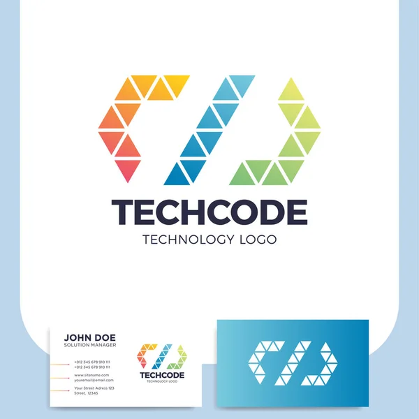 Code of het Logo van een gestileerde driehoek-vorm gebouwd met colo codering — Stockvector