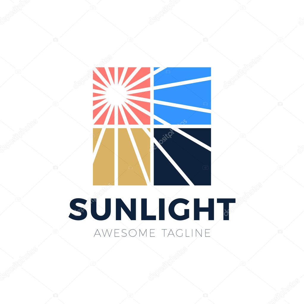 Flare sun light in window logo vector icon illustration.