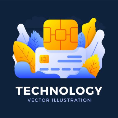 Chip and credit card vector stock illustration isolated on a dar