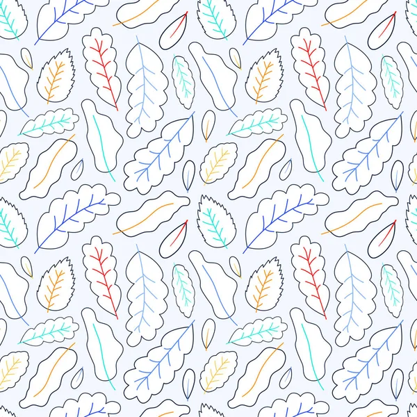 Line Art Leaves Seamless Pattern Background stock vector illustr