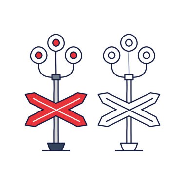 Tren bariyeri ışık vektör simgesi, çizgi film tarzı. Tren Barr