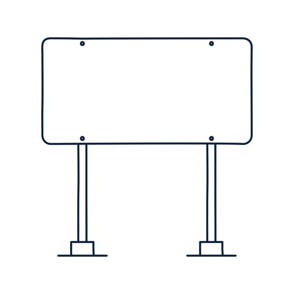 Rechthoek Verkeersbord vector pictogram in omtrek doodle stijl. — Stockvector