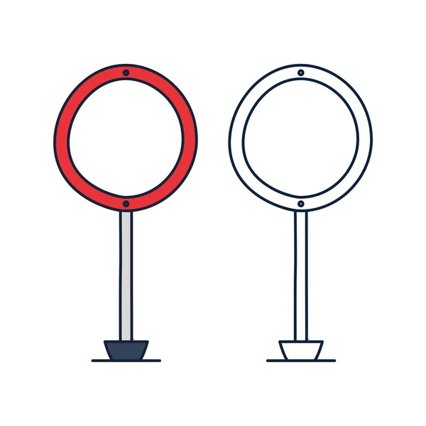 Cercle Icône vectorielle de panneau de signalisation routière dans le style doodle contour. Bl — Image vectorielle