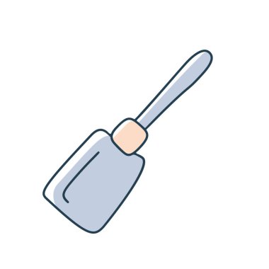 Mutfak spatulası çizgi film karalama vektör stok simgesi düz stil. 