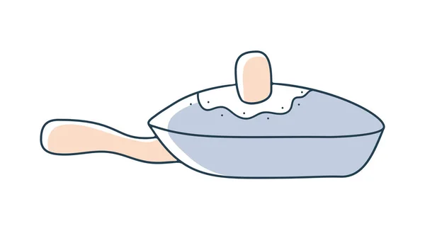 Fritar pan desenho animado doodle vetor ícone de estoque em estilo plano. Decoração — Vetor de Stock