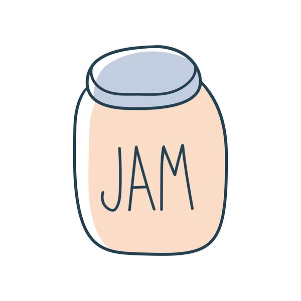 Jar of jam cartoon doodle vector stock icon in flat style. Decor — Stock Vector