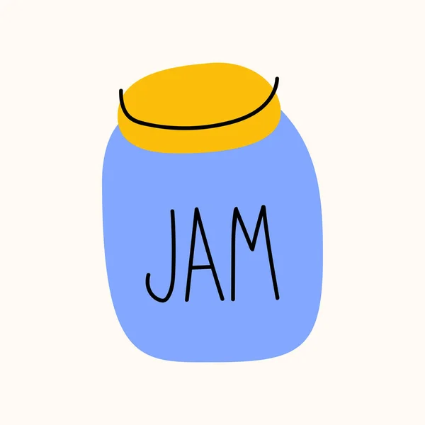 jar of jam cartoon doodle vector stock icon in flat style. Decor