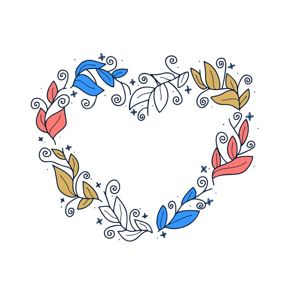 Цветочный лист венка в форме сердца на День Святого Валентина и weddi — стоковый вектор