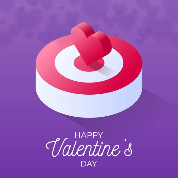 Happy Valentine Day Isometric heart standing on bigger target. R