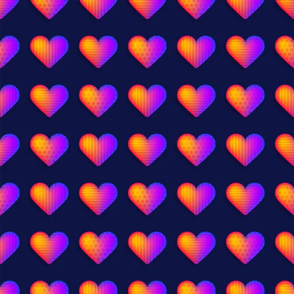 Seamless rainbow realistic heart pattern vector. A beautiful ide — Stock Vector