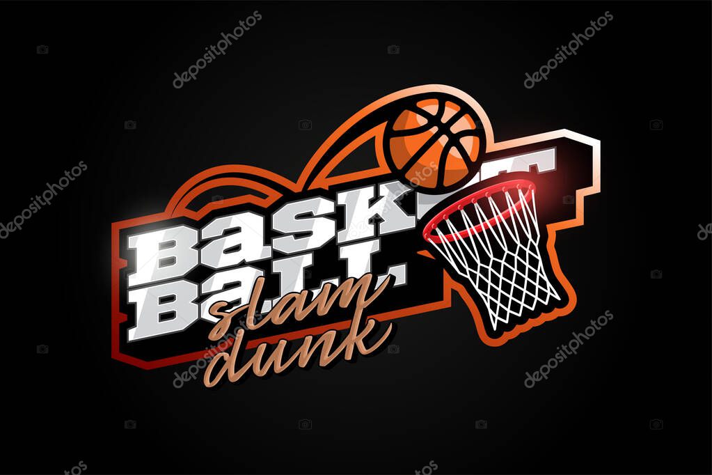 Modern professional Typography basketball sport retro style vector emblem and template logo design. Funny greetings for clothes, card, badge, icon, postcard, banner, tag, stickers, print.