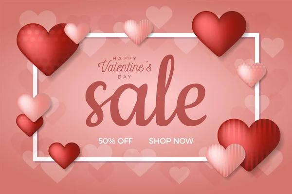 День святого Валентина фон продажи с воздушными шарами сердце и иконка набор — стоковый вектор