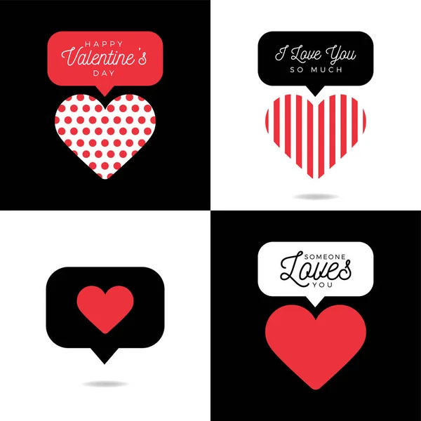 Cuatro hermosa tarjeta de San Valentín corazón rojo con inscripción Como la cuenta — Vector de stock