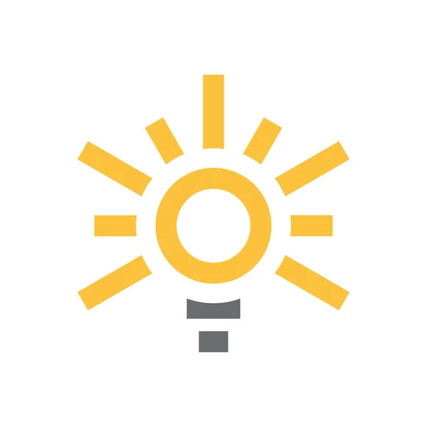 Gul glödlampa med sol ikon. Platt illustration för miljövänlig energi — Stock vektor