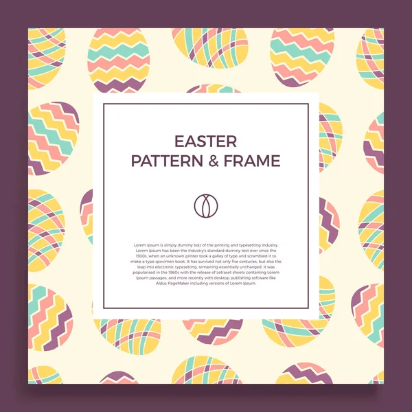 Bannière oeuf de Pâques. Bordure de cadre dessinée à la main colorée avec doodle — Image vectorielle
