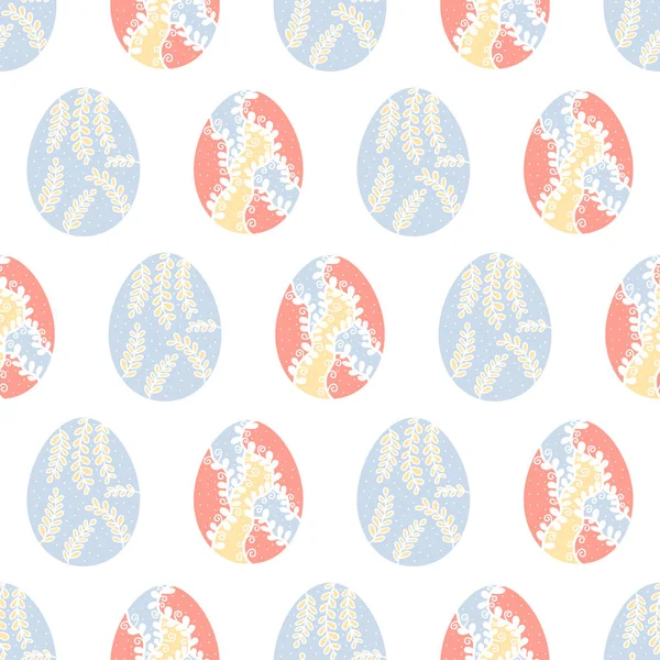Oeuf de Pâques motif sans couture. Fond de vacances de printemps pour imprimer — Image vectorielle
