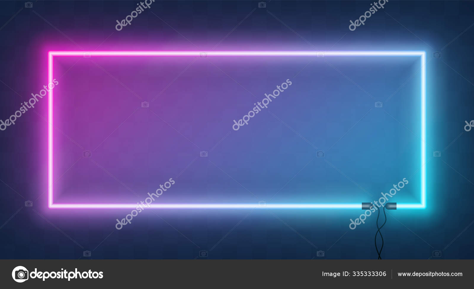 Bright Neon White Rectangle Frame Stock Illustration - Download