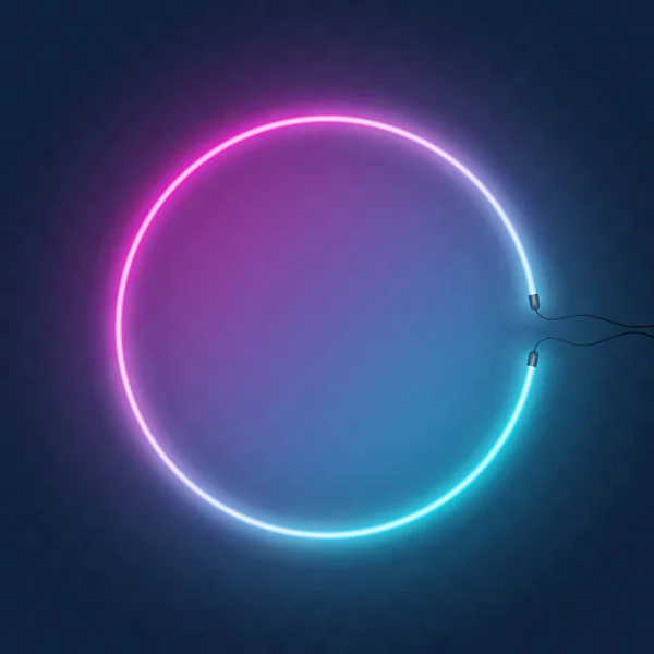 Néon orbe ou cercle signe lumineux, anneau lumineux ou tourbillon bordure avec — Image vectorielle