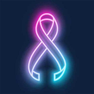 Neon Ribbon. Vintage Glow Signboard with Pink and blue Ribbon. B