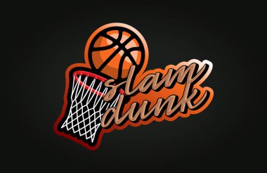 Vector Typography basketball slam dunk sport retro style sticker