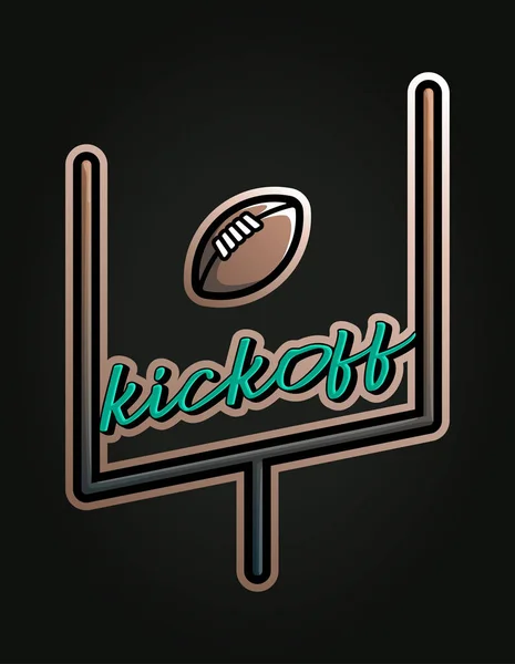 Vector rugby gate sticker illustration. Game equipment Sporty em — 스톡 벡터