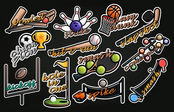 Ilustração do adesivo do vetor do esporte. Tipografia desportiva profissional — Vetor de Stock