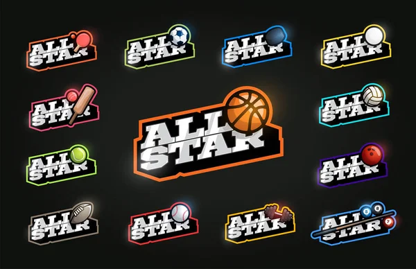 All Star Sport Set. Moderní profesionální Typografie sport retro — Stockový vektor