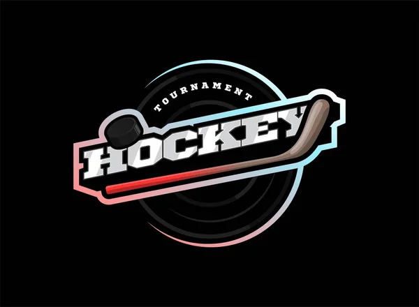 Logo sportivo dell'hockey. Campionshi di hockey sportivo professionale moderno — Vettoriale Stock