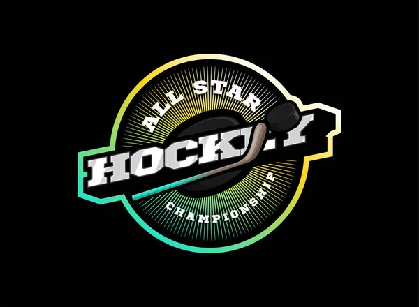 Logotipo desportivo de hóquei. Championshi de hóquei desportivo profissional moderno — Vetor de Stock