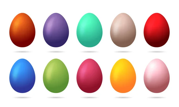 Набор из 10 цветов пасхальные яйца. Элементы дизайна праздничных открыток . — стоковый вектор