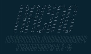 Racing road alphabet set vector illustration. A collection of le