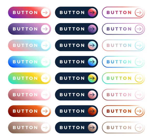 Colorful vector button set on white background. Three style Flat — 스톡 벡터