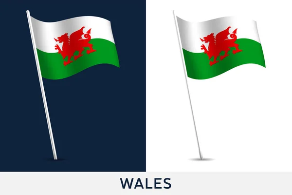 Wales vector flag. Waving national flag of Wales isolated on whi — Stockvector